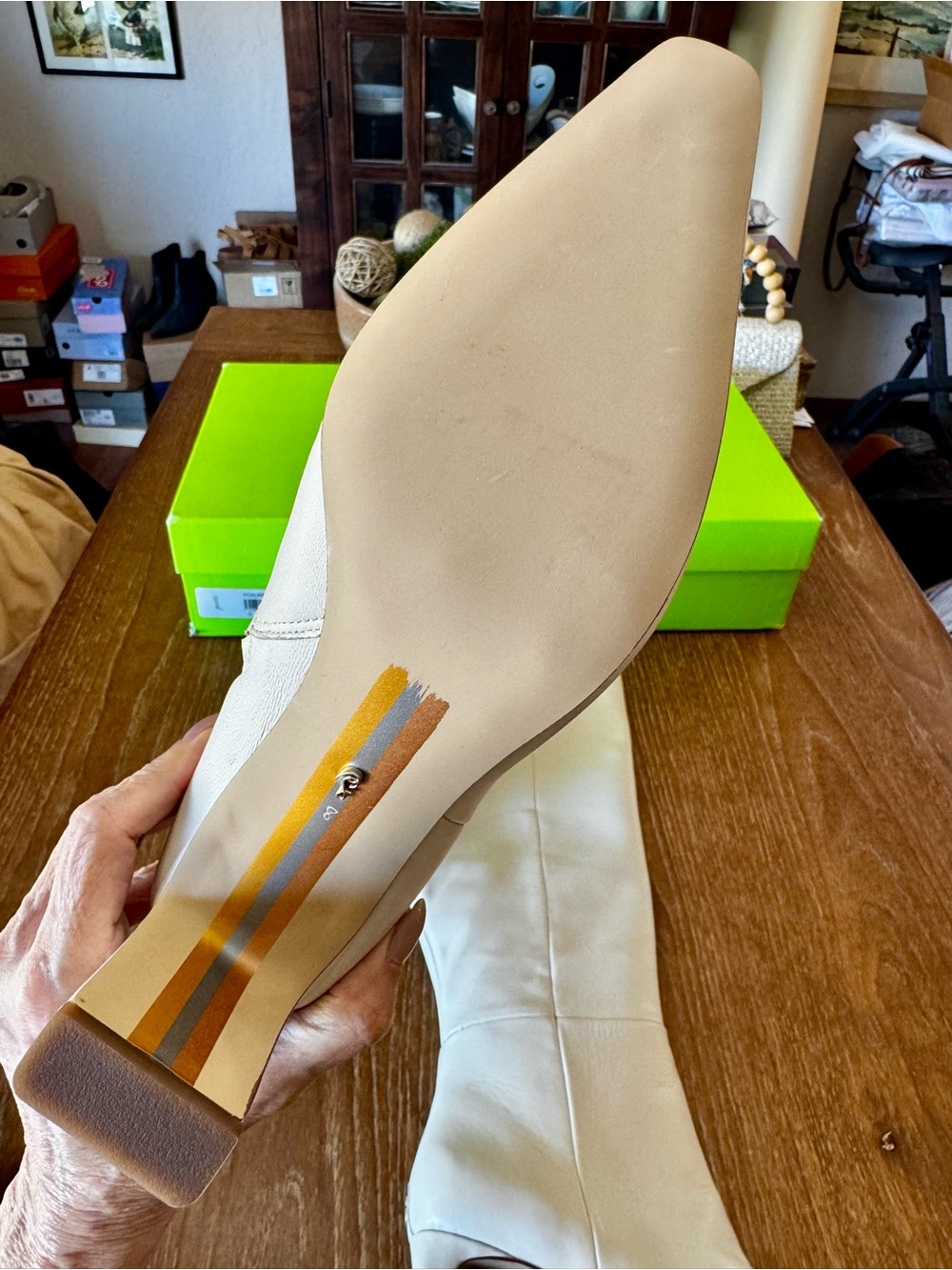 NIB Sam Edelman ivory leather Sylvia tall boots 8 - Picture 9 of 13